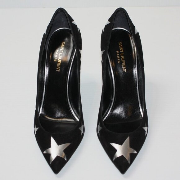 YSL Star Embellished Black Suede Anja Pumps 105 size EU 40.5 / US 10.5 NEW $950 - Picture 5 of 9